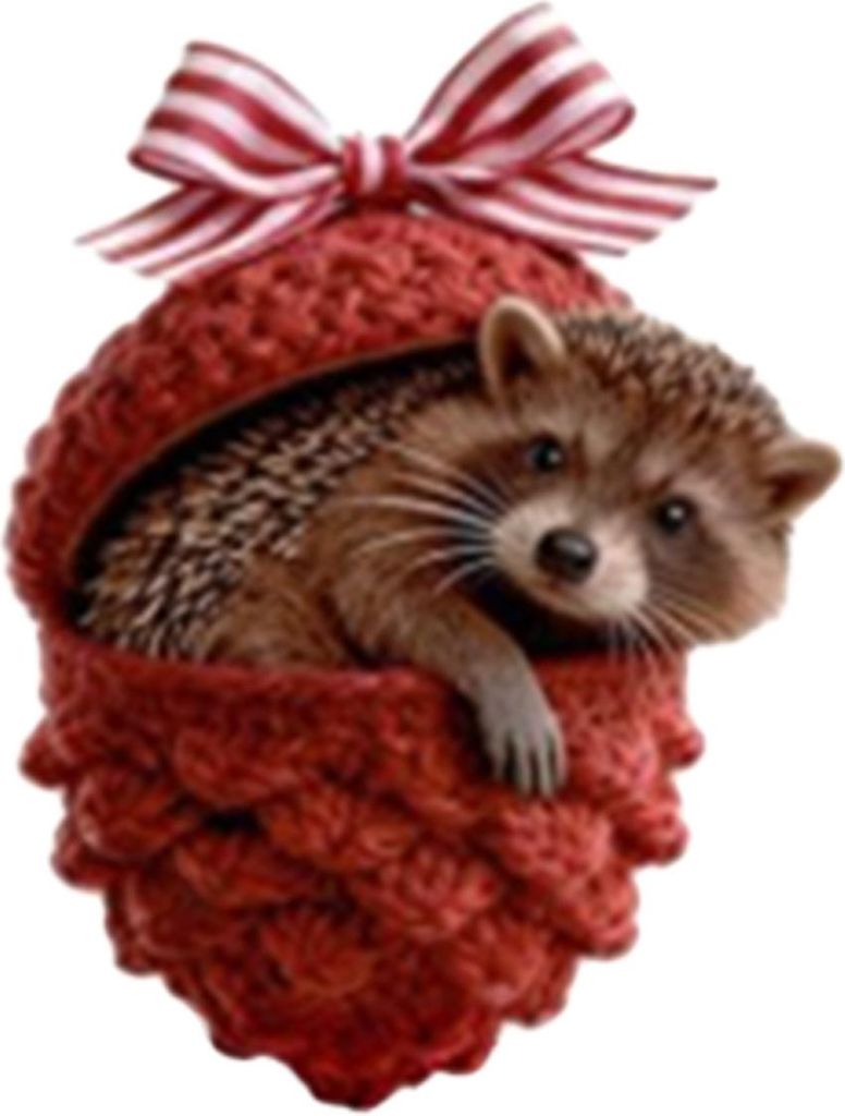 Waldtier-Eichel-Ornamente aus Acryl, gemütliche Wald-Weihnachtsornamente, 2D-Acryl-Strick-Kiefernzapfen-Tier-Hängedekoration für Zuhause, Party,...