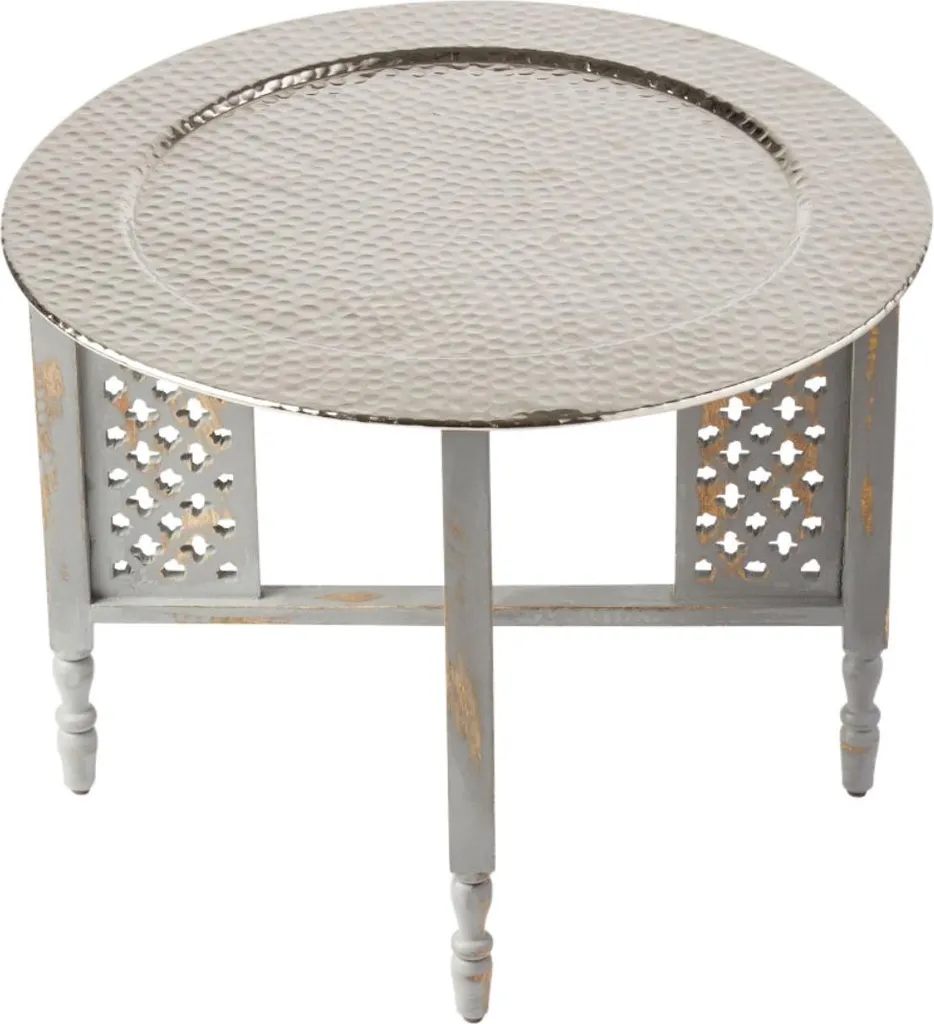 Tavolino Marocchino Hania 60cm | Tavolo Pieghevole Argento