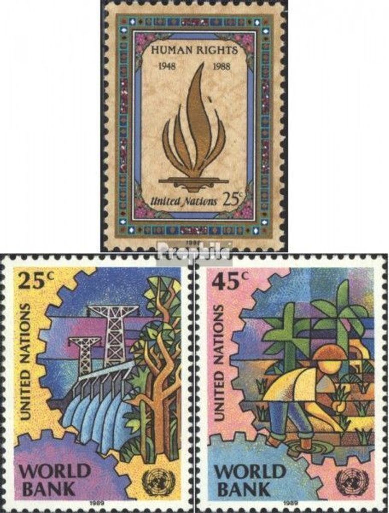 Briefmarken UNO - New York 1988 Mi 569,571-572 (kompl.Ausg.) postfrisch Sondermarken