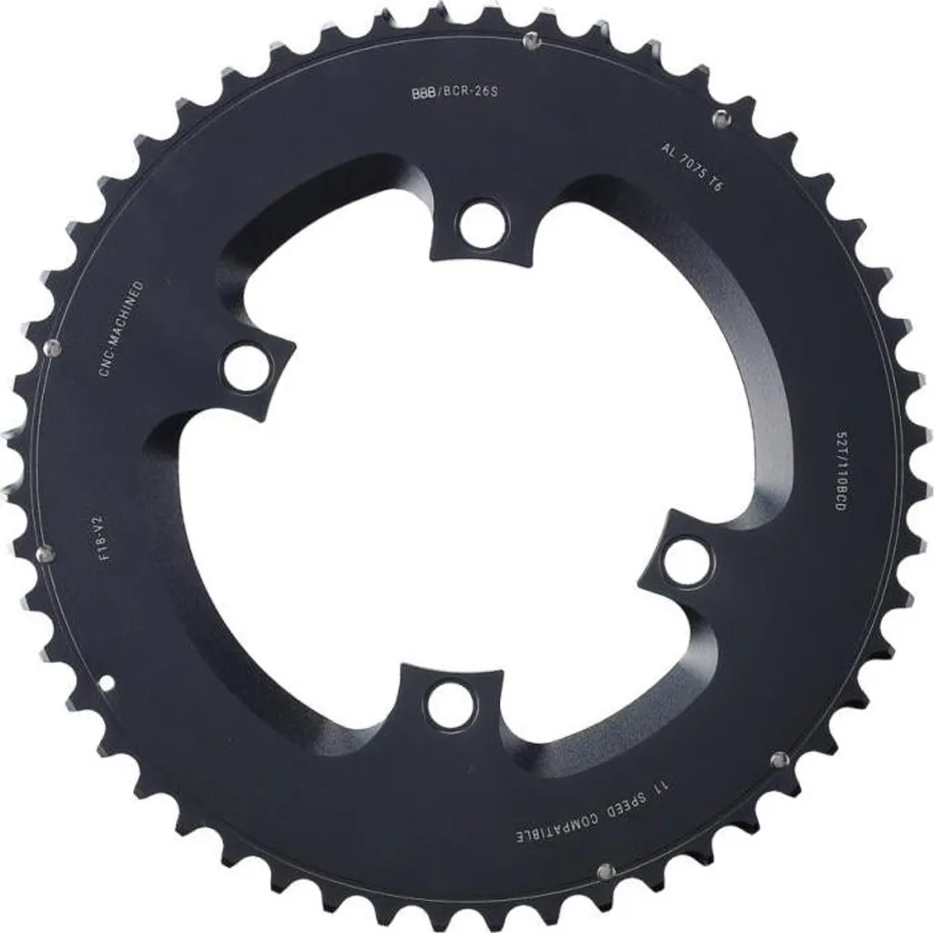 Plateau BBB Eleven Gear 52 dents 110 mm en alu pour une transmission précise