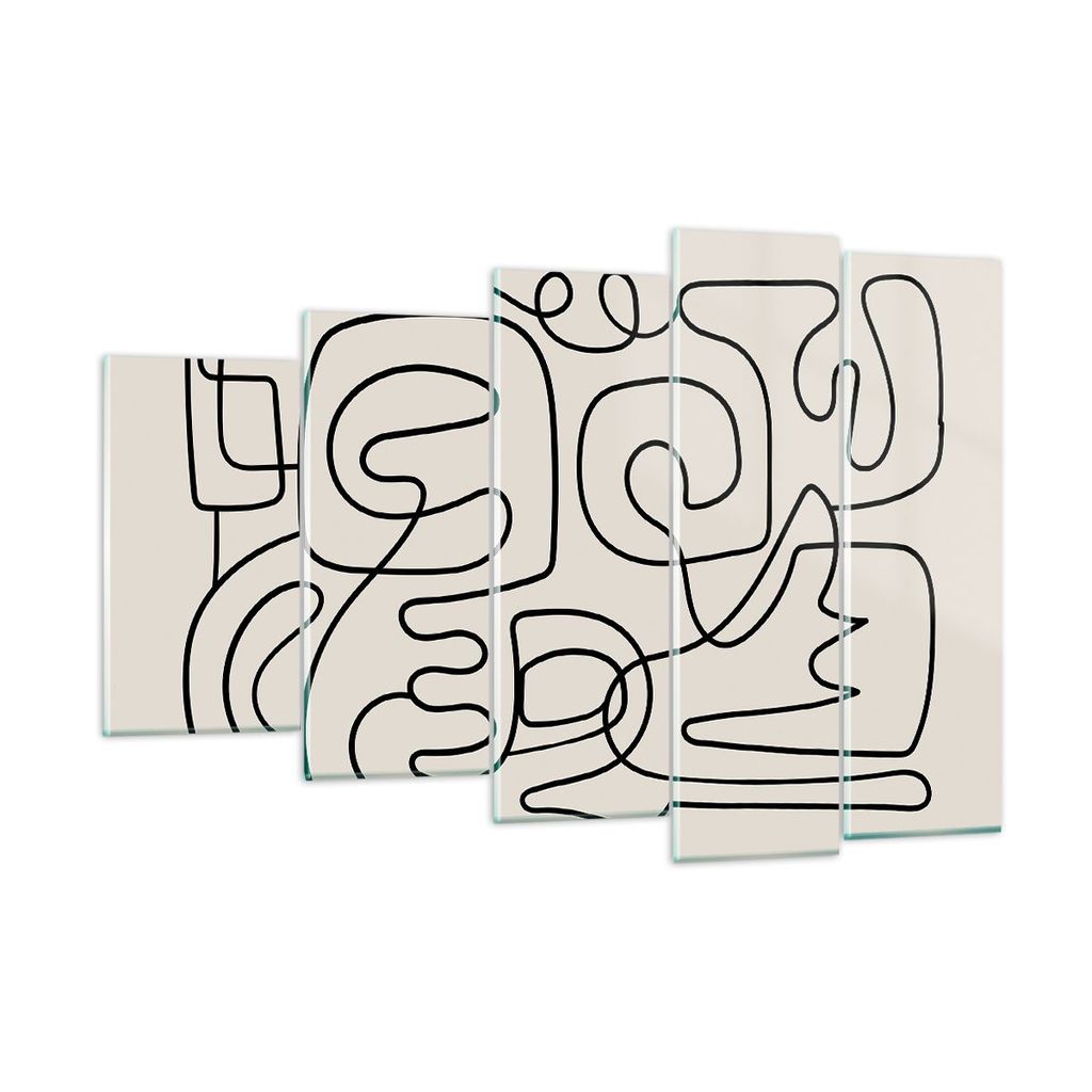 Bilder auf glas - 5 Teile - Linien Figuren Formen - 150x100cm - Glasbilder - Wandbilder - Bilder - zum Aufhängen bereit - Wanddekoration aus Glas ...
