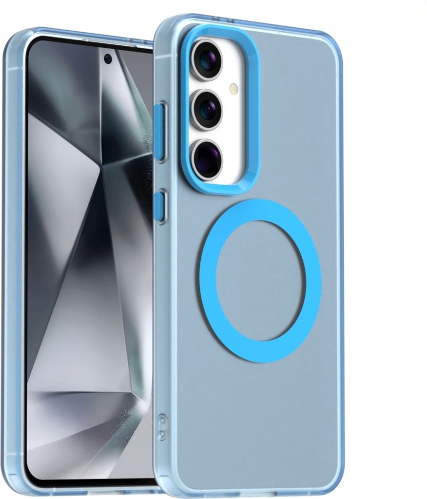 Handyhülle für Samsung Galaxy S23 FE, Hülle Kompatibel mit MagSafe, Schlank Durchscheinend Matt Stoßfest Schutzhülle Blau