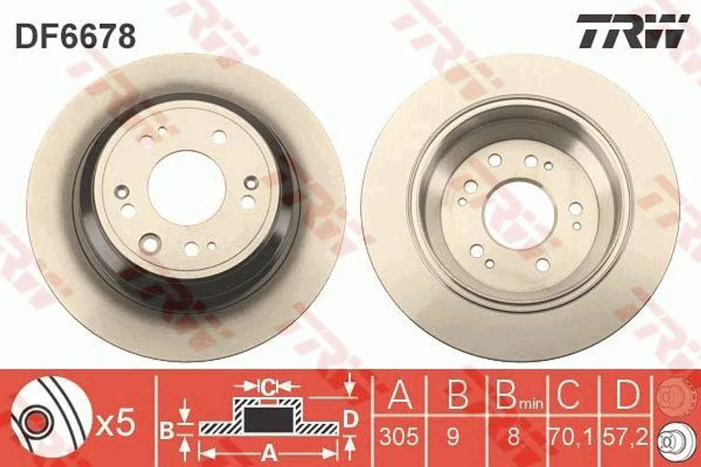 Disque de frein TRW DF6678 haute performance fonte OE 42510TL0G50
