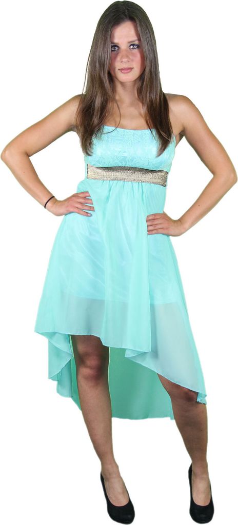 y Sommer Bandeau Kleid Vokuhilaschnitt Cocktailkleid Partykleid mint-grün, Größe:M