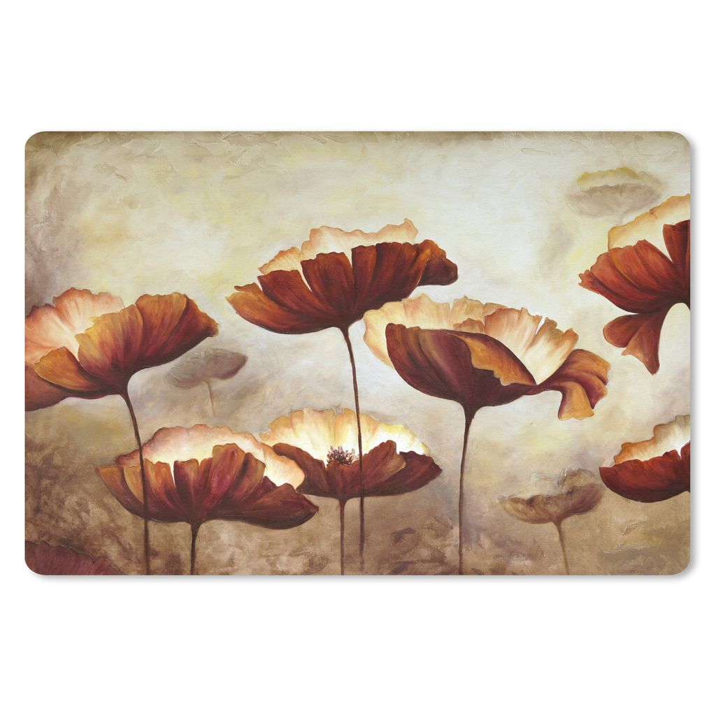 MuchoWow Schreibtischunterlage Malerei - Blumen - Ölfarbe - Pflanzen 60x40 cm - XXL Mauspad - Großes Mauspad