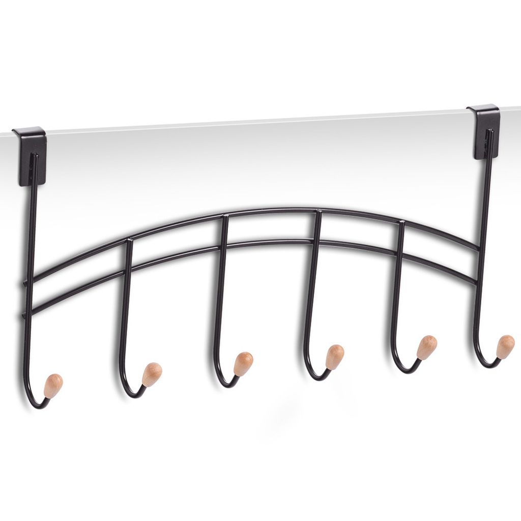 Porte-manteau Zeller pour porte, métal/bambou, 41x21 cm, Image du produit 