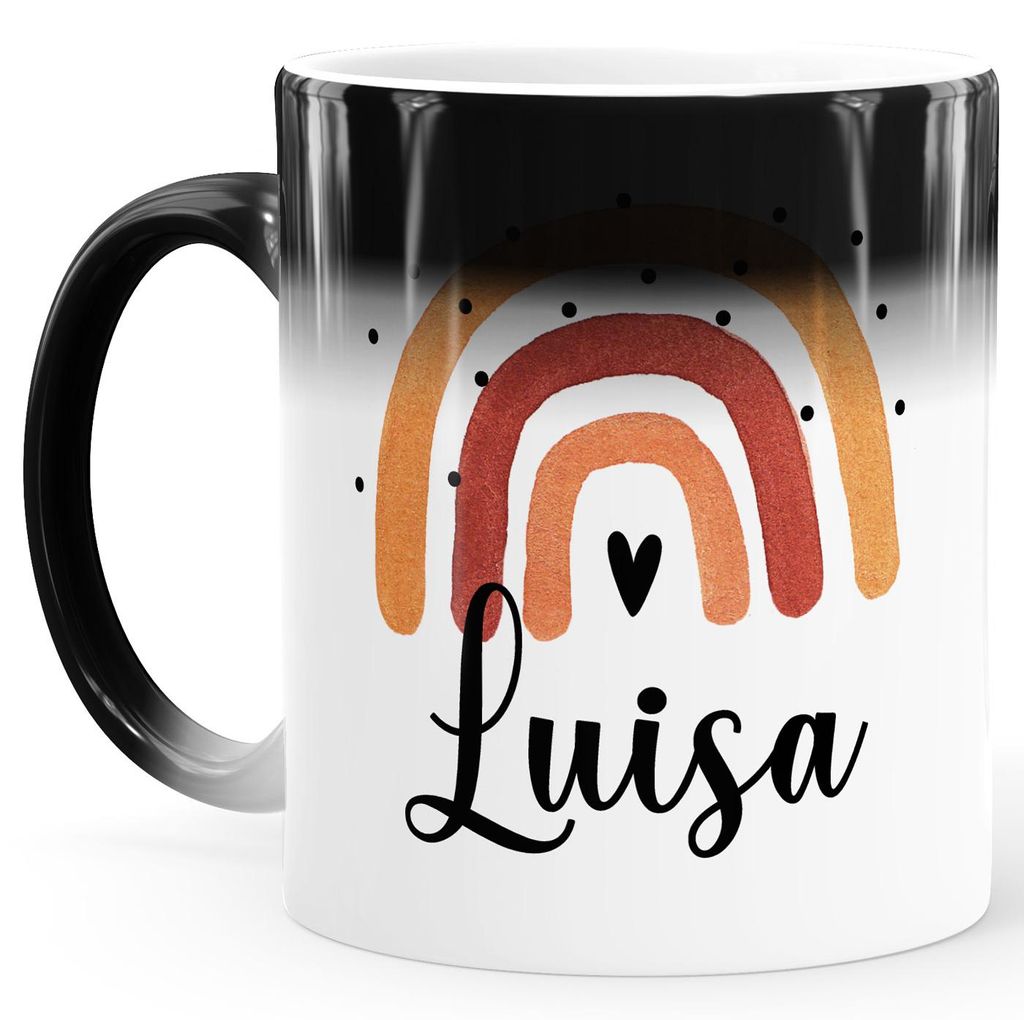 Kindertasse Zaubertasse Regenbogen personalisierte Namenstasse aus Keramik für Kinder Jungen Mädchen SpecialMe Jungs schwarz-rot Magic-Tasse
