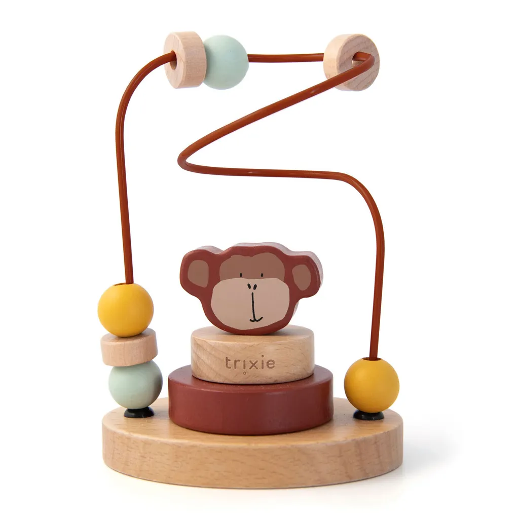 Trixie Mr. Monkey Jeu de Boules en Bois pour Enfant - Jouet d'Éveil Chic
