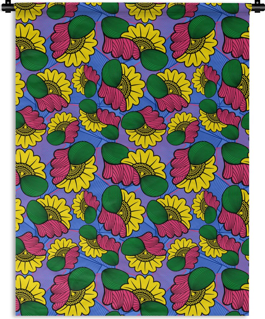 MuchoWow Wandteppich Wandbehang Blumen - Muster - Afrika 120x160 cm Tapisserie Dekoration Wandtuch - Wohnzimmer - Moderne