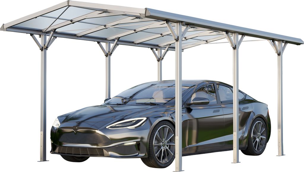 GFP Carport 2,85x5,05m Auto Unterstand Aluminium eloxiert inkl. Regenrinne