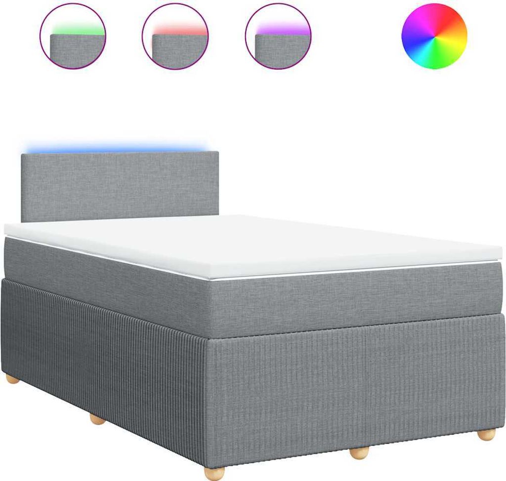vidaXL Boxspringbett mit Matratze Hellgrau 120x190 cm Stoff