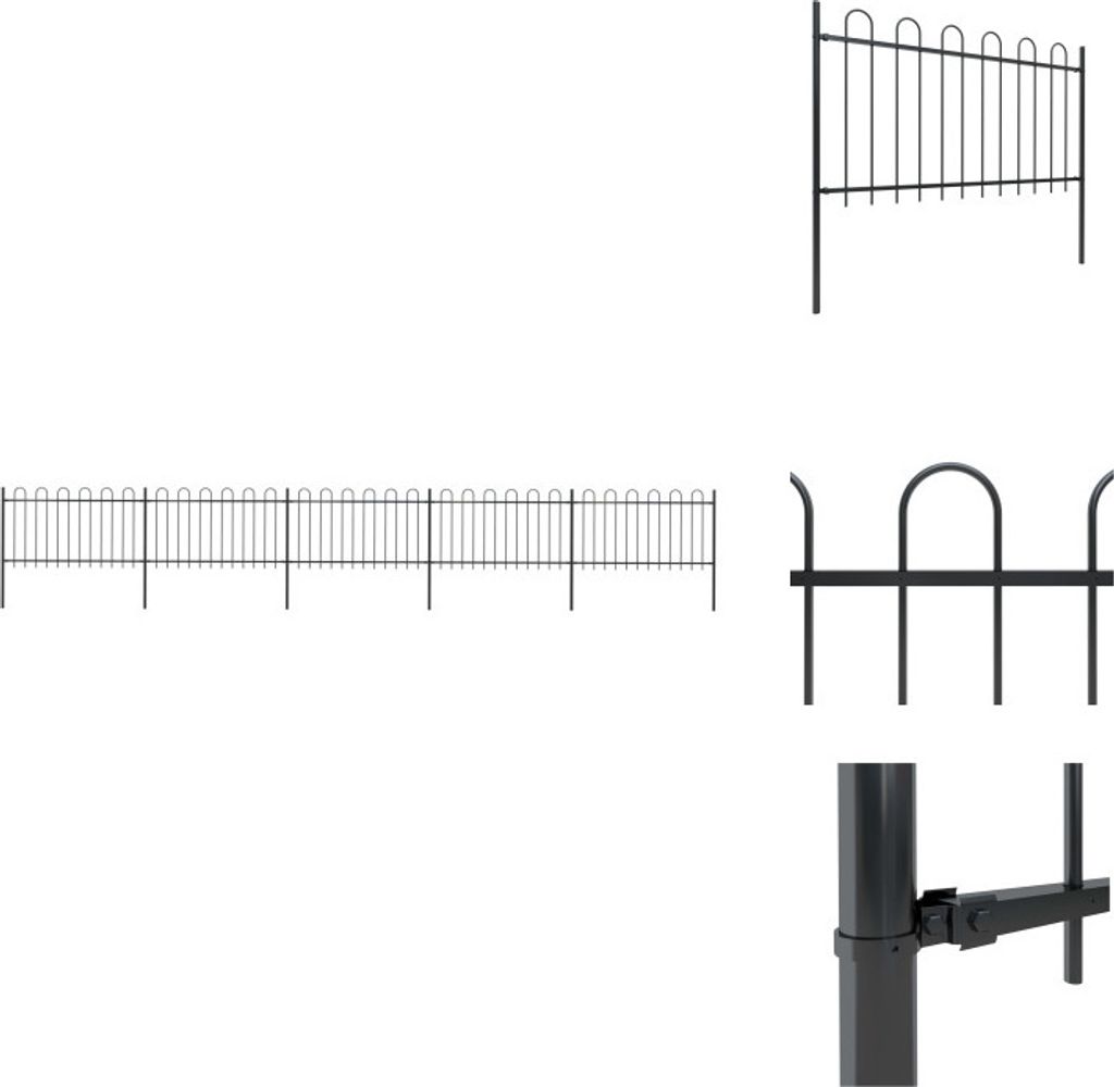 vidaXL Gartenzaun mit Bügel-Design Stahl 8,5 x 1 m Schwarz - Zaunfelder