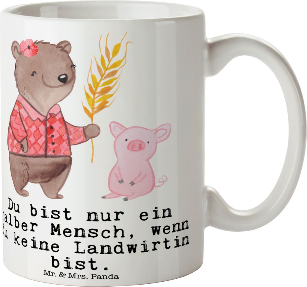 Mr. & Mrs. Panda Kaffeebecher Landwirtin Herz - Weiß - Produktbild 