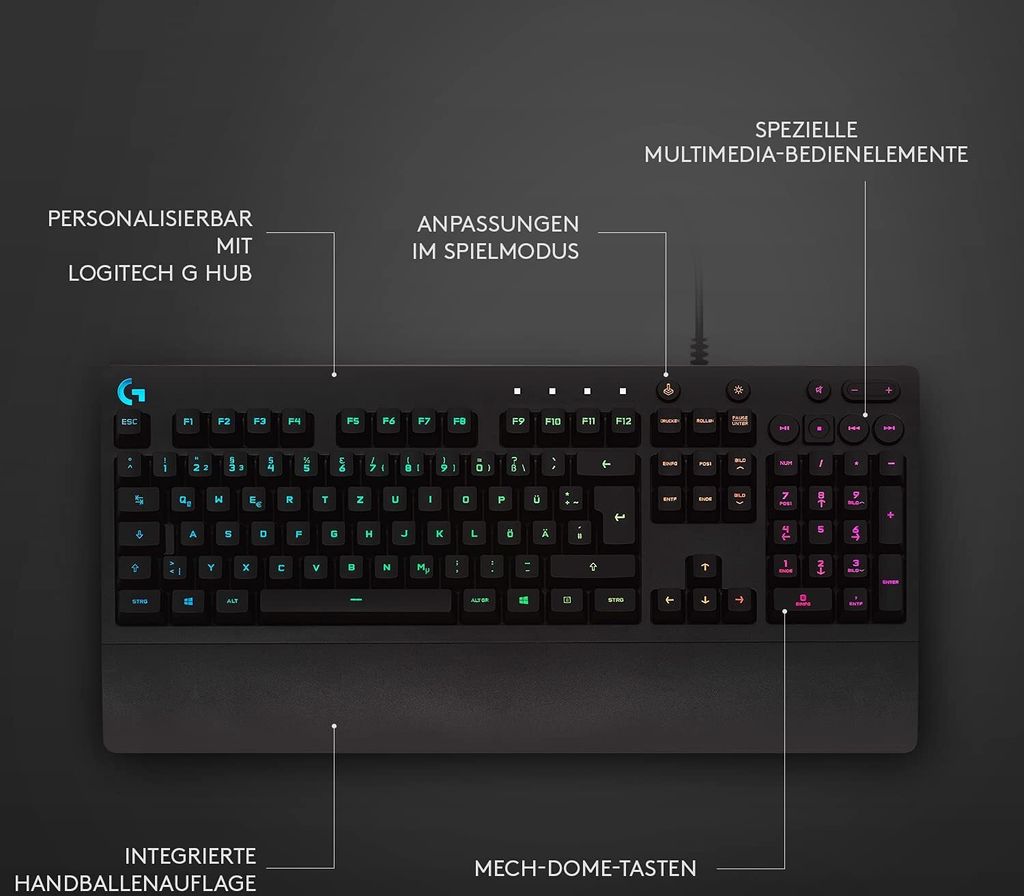 Logitech G G213 Prodigy Gaming Keyboard, Full-size (100%), Produktbild 38