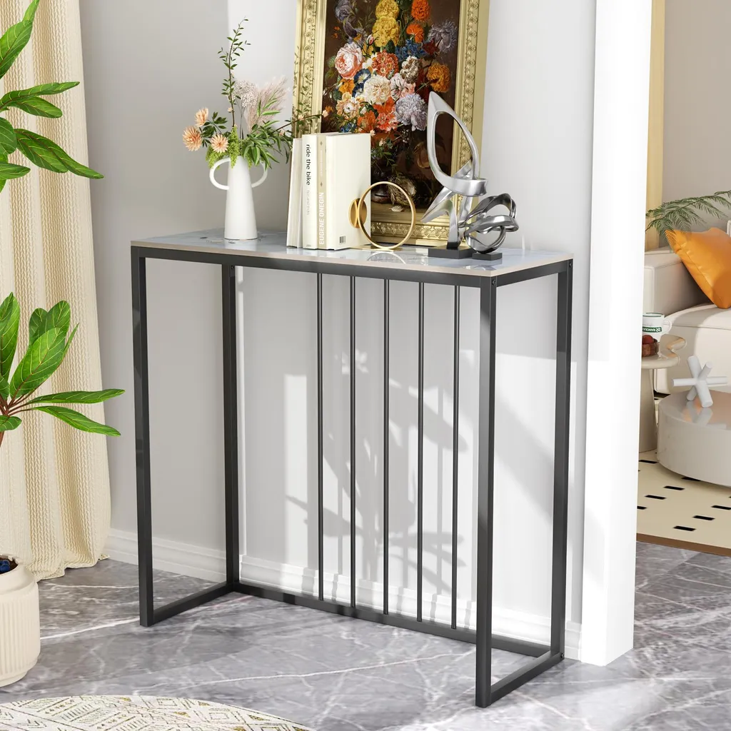 Optimisez votre Entrée avec cette Table Console de 80 cm Design Marbre - 4