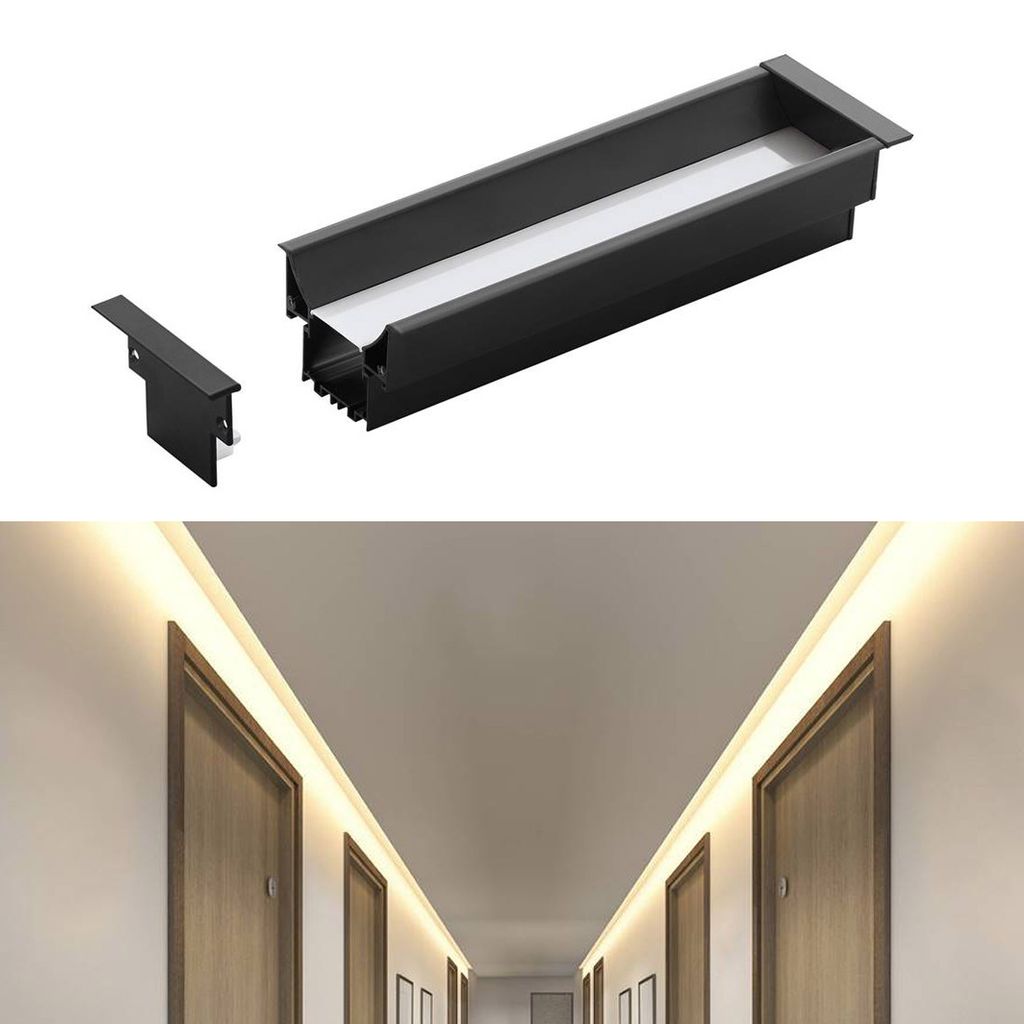EGLO Recessed Profile 3, Profil, Decke/Wand, Schwarz, Weiß, Aluminium, Kunststoff, 1000 mm, 65 mm