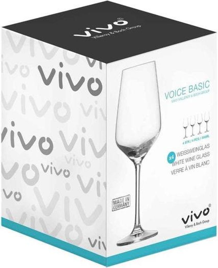 Villeroy & Boch Vivo Voice Basic White Wine Glasses - Set Of 4, 356ml, Dishwasher Safe