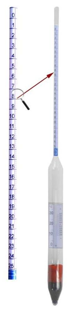 Saccharometer für Saft und Maische, Messbereich 0-25 % mas., 310 mm lang, benötigt 310 mm Messzylinder