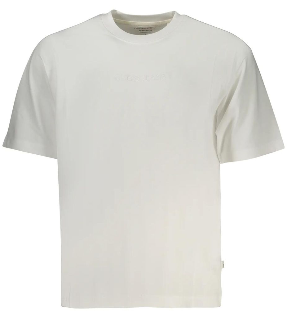 Herren Oversize T-Shirt Weiß mit Stickerei - Baumwolle, Rundhals