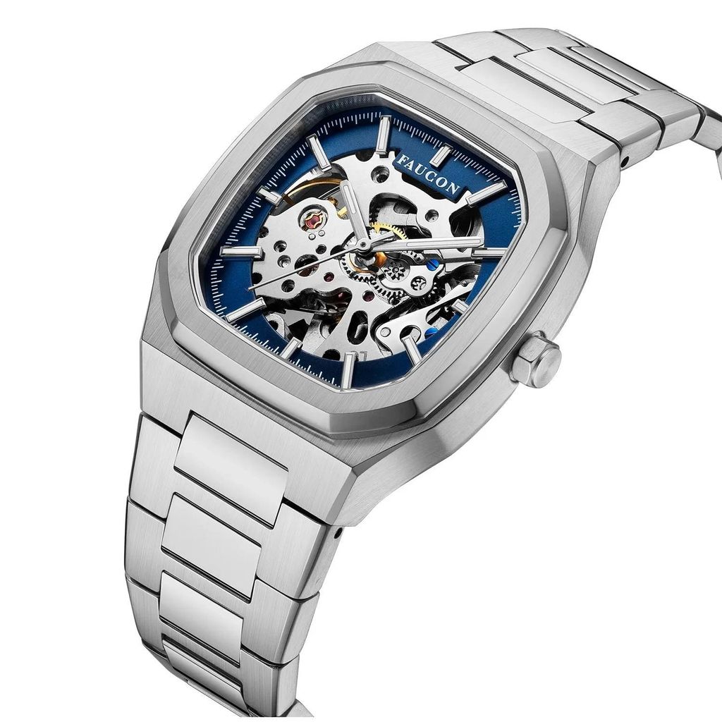 Faucon Octagon Automatik in blau / silber, Skelett Herren Produktbild 