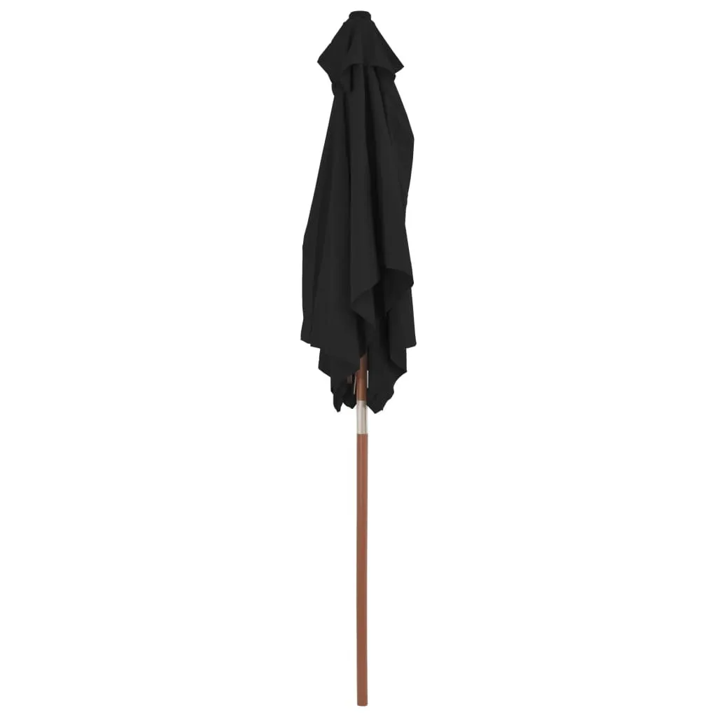 Ombrellone in Legno Nero 150x200 cm - Arredo Esterno Elegante e Robusto - 5