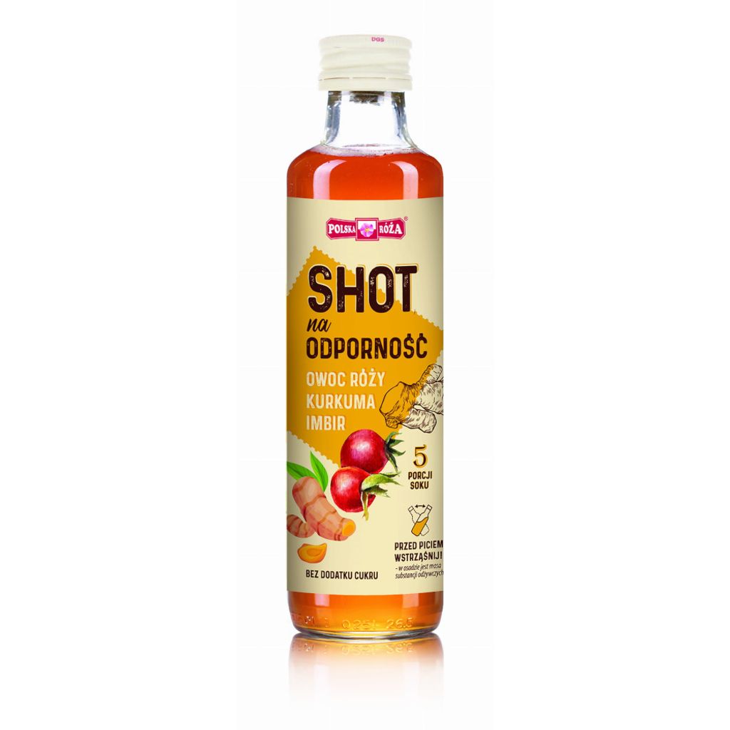 IMMUNITÄTS-SHOT: HAGEBUTTE – KURKUMA – INGWER OHNE ZUCKERZUSATZ 250 ml – POLNISCHE HAGEBUTTE