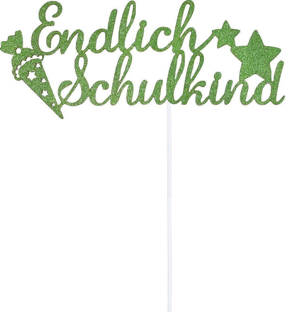 Oblique Unique Endlich Schulkind Torten Topper Glitzernd Produktbild 