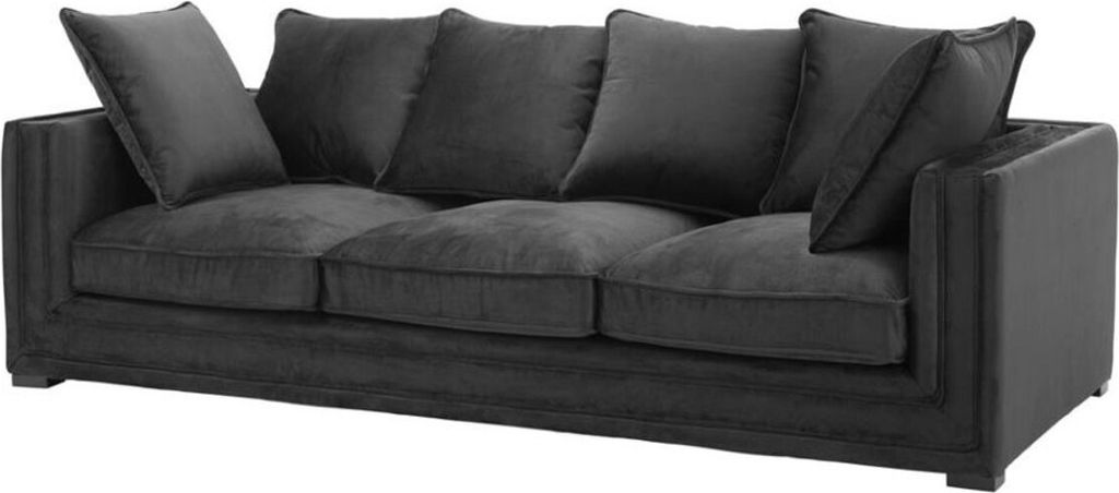 Casa Padrino Luxus Designer 3er Sofa Schwarz - Luxus Hotel Möbel
