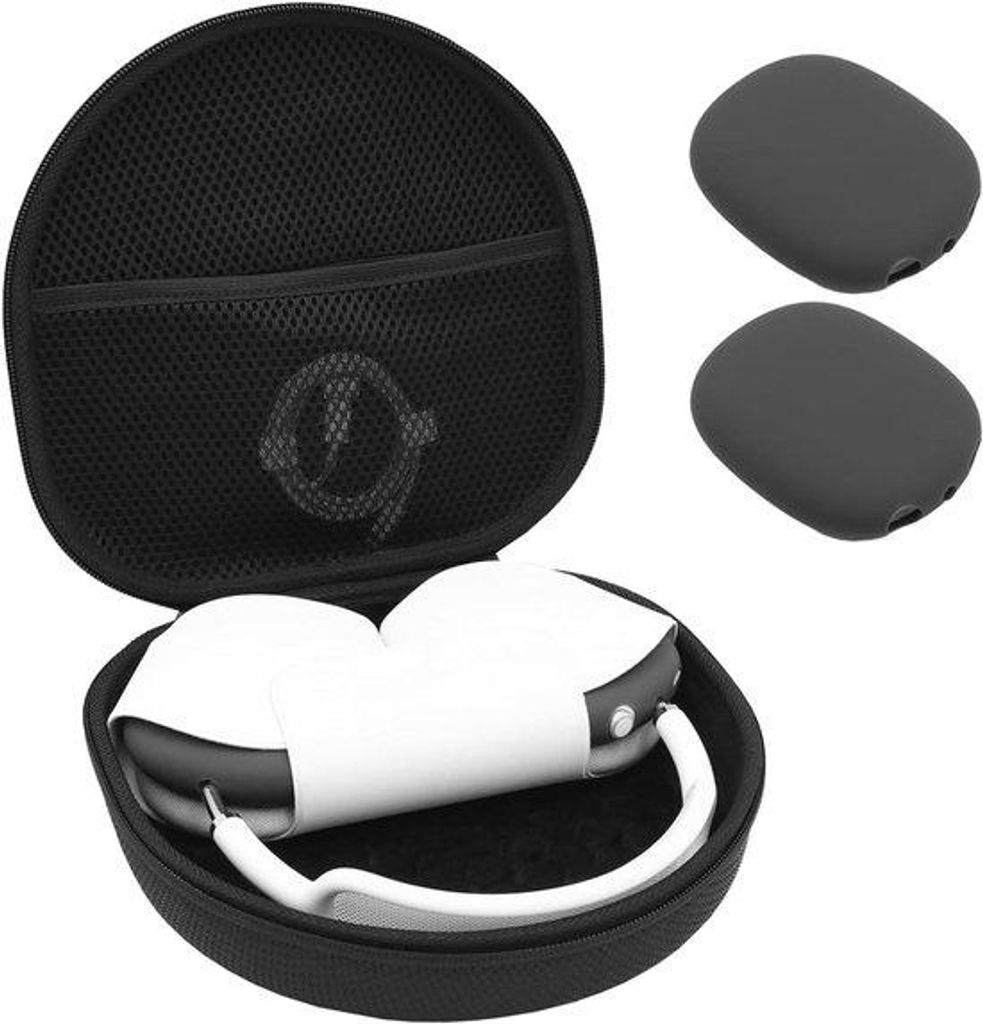Schutzgehäuse für AirPods Max, Hart, Schwarz, mit Netzvak