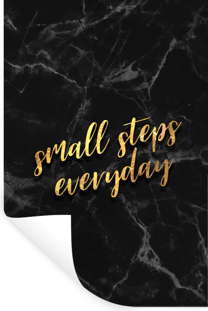 MuchoWow Wandtattoo Wandsticker Wandaufkleber Zitate - Stufe - Gold - Marmor 20x30 cm Selbstklebend und Repositionierbar - Sticker - Dekorfolie