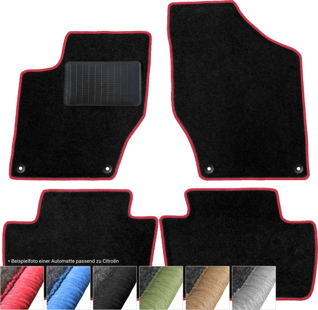 Set Tappetini Sportivi Citroen C1 II 2014+ | Moto-Moltico Rosso-Nero