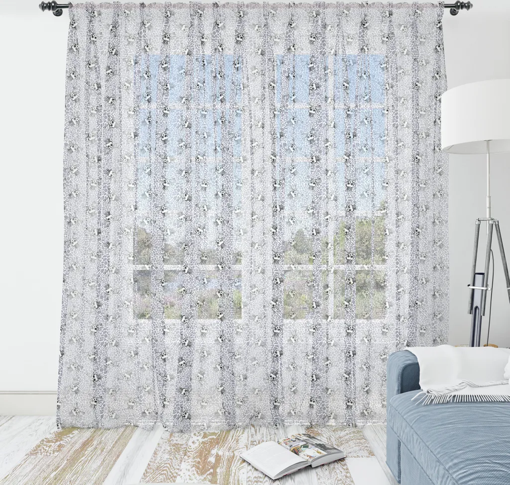 Tapisserie Crânes en Satin Soyeux Haute Définition Violet Gris 220x274 cm