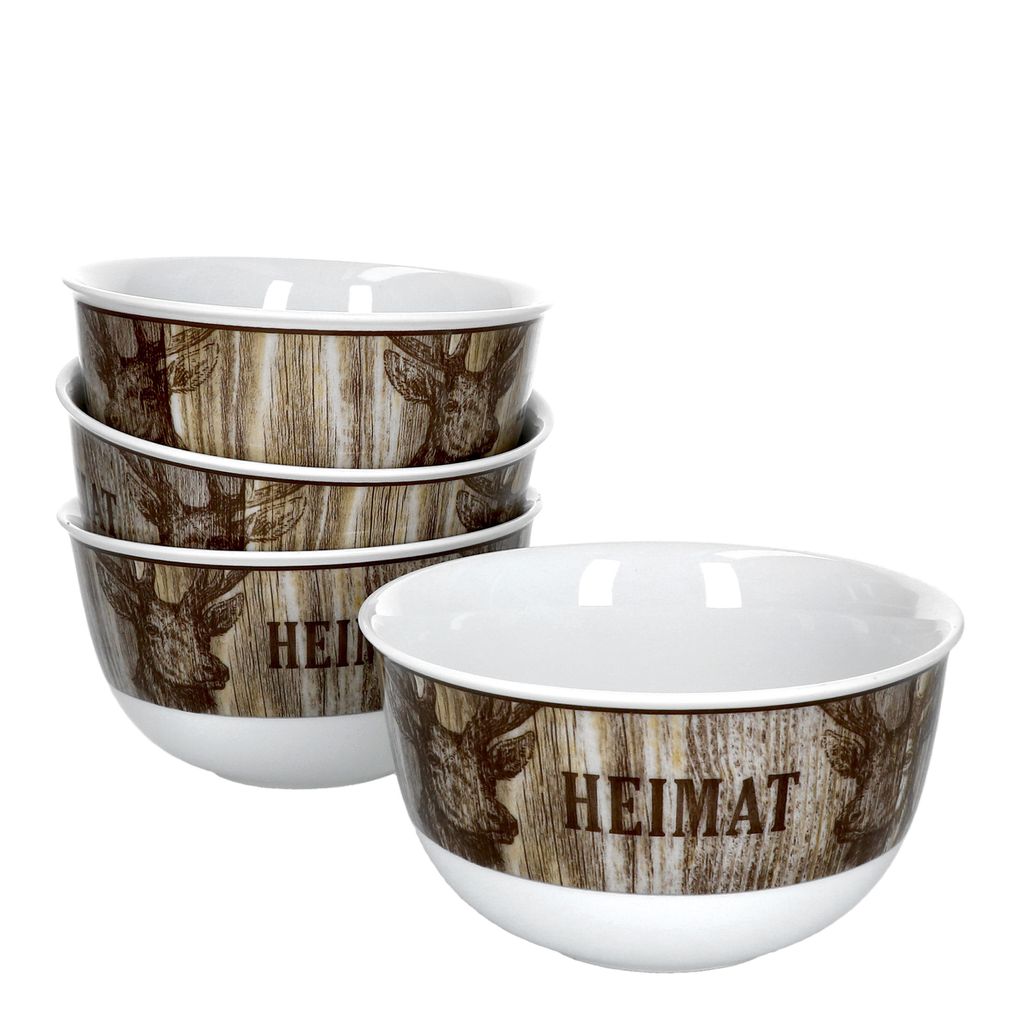 4er Set Heimat Hirsch Schalen Ø14cm Braun Snack-Schüssel Dessert-Bowl Ritzenhoff