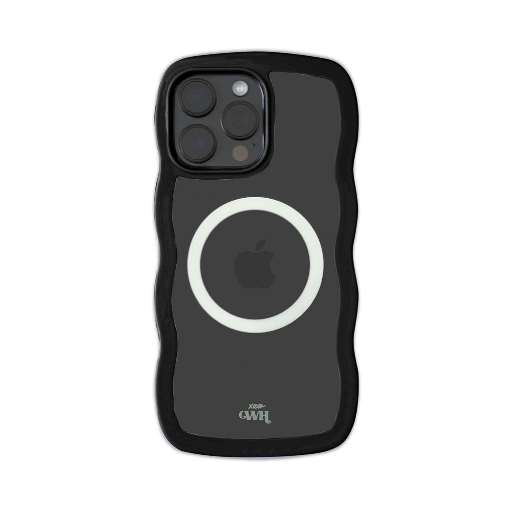 xoxo Wildhearts Magnetische Wavy Hülle – Schwarz – Geeignet für iPhone 15 Pro