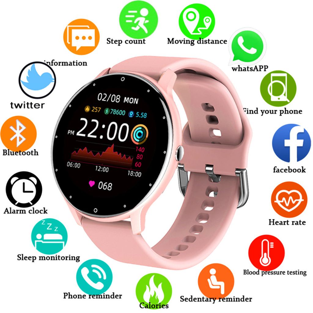 Fitness Armband Damen Smartwatch Uhr bluetooth Herzfrequenz Tracker 