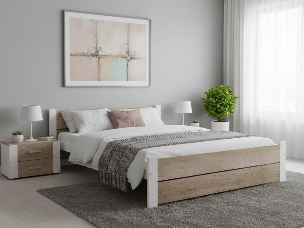 IKAROS Doppelbett 180 x 200 cm, weiß/Sonoma-Eiche, Produktbild 