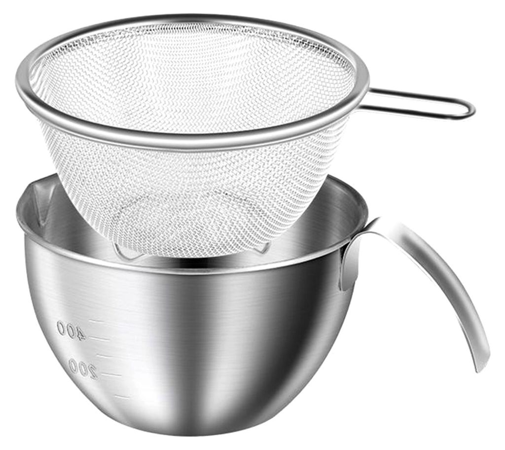 Edelstahl-Rührschüssel mit Sieb, 2-in-1-Multifunktionsbecken mit Sieb und Griff zum Mischen von Teig, Eiern, Sahne, Waschen und Abtropfen von Obs...