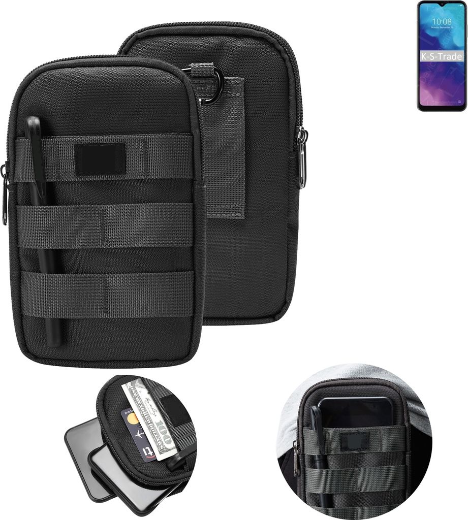 K-S-Trade Holster Gürtel Tasche kompatibel mit ZTE Blade V30 Vita Handy Tasche Schutz Hülle dunkel-grau viele Fächer, 1x