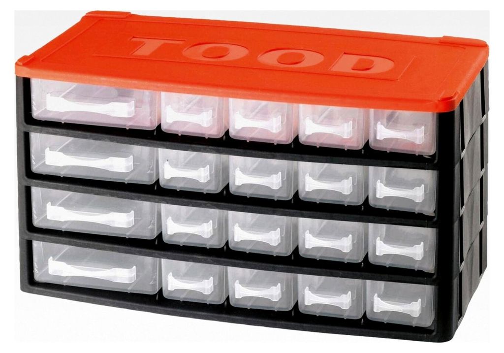 Kleinteilemagazin mit 20 Schubladen aus Kunststoff – Aufbewahrung – Heimwerken – Lagersystem Garage – 33 x 17 x 18 cm