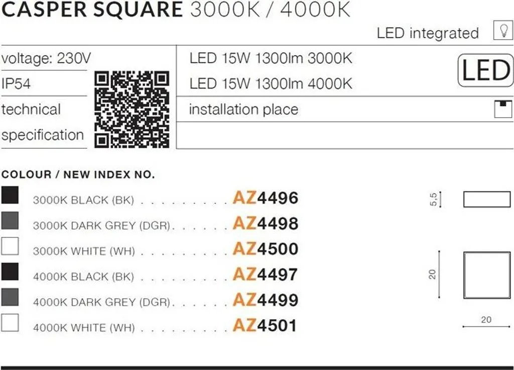 Plafonnier LED extérieur anti-corrosion 15W - Solution éclairage durable IP54