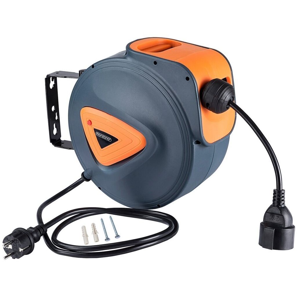Samonavíjací káblový bubon BILY, 20m+1,5m, šedá/oranžová Obrázok produktu 