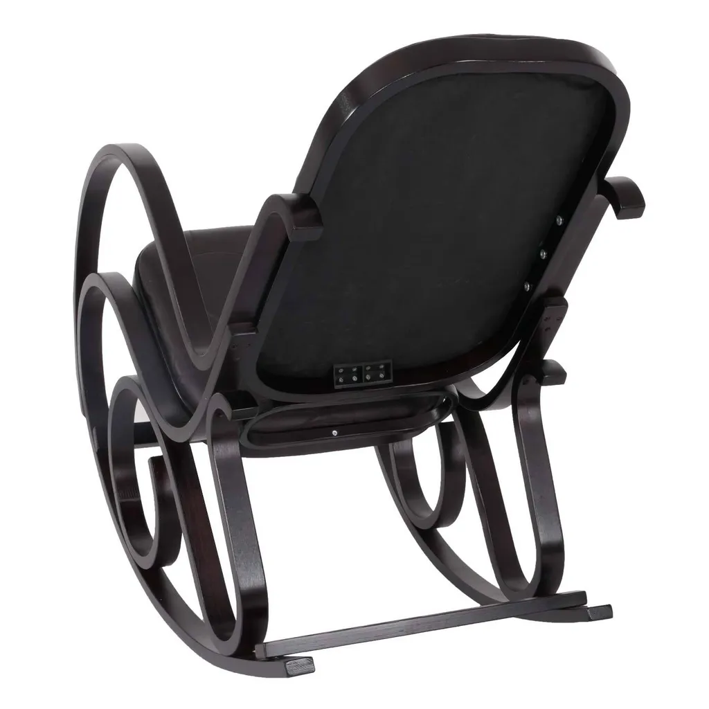 Fauteuil basculant bois massif noyer avec assise cuir patchwork M41 - 4