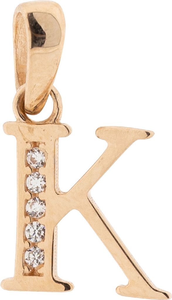 Anhänger Buchstabe K aus 585 Rotgold mit Zirkonia, Gold Schmuck Damen