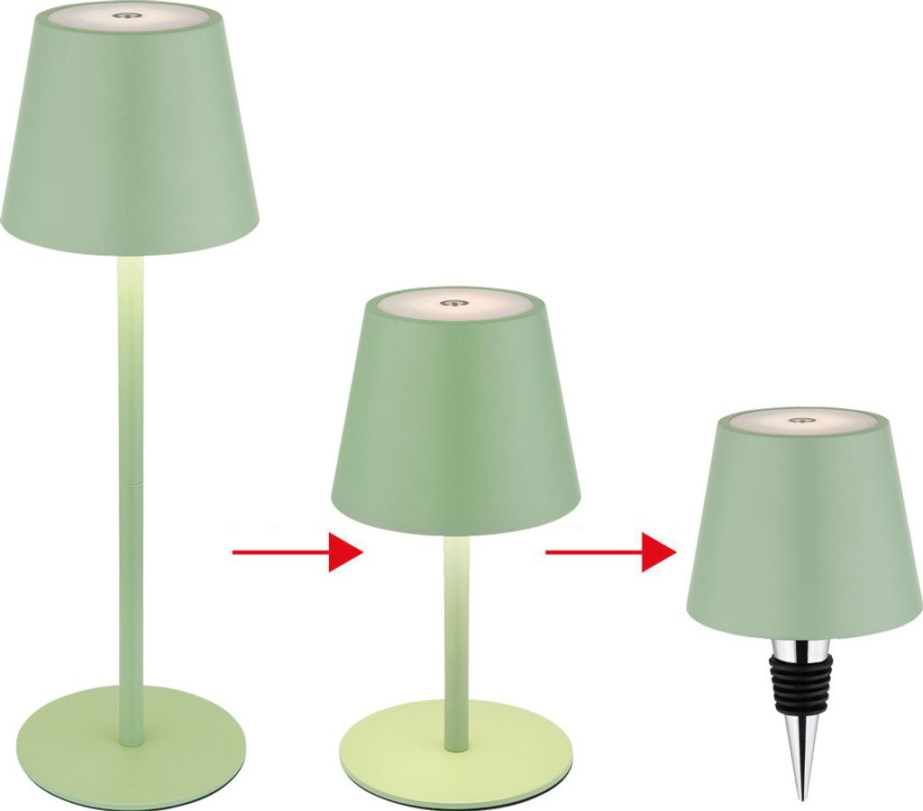 GLOBO 58488BG VANNIE I Tischleuchte Metall blassgrün matt, Produktbild 