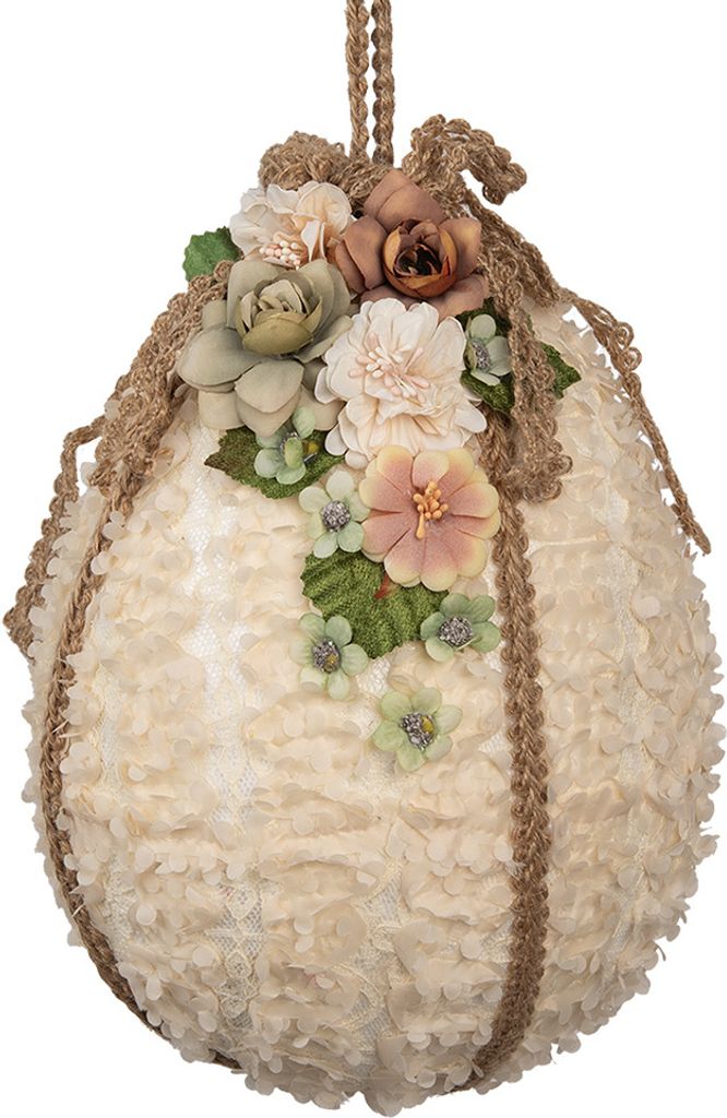 Clayre & Eef Oster-Anhänger Ei Ø 20x29 cm Beige Textil