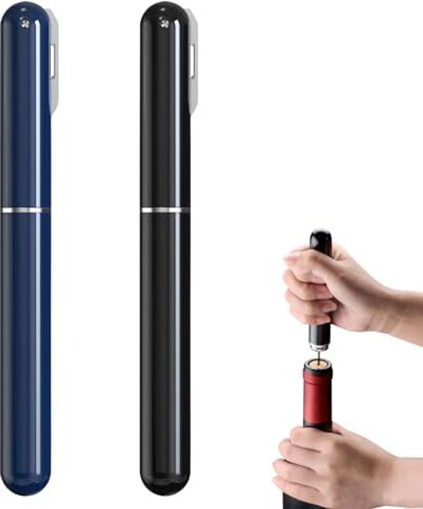 Pack 2 2-in-1-Druckluftkorken-Folienschneider, Weinpumpe, Flaschenöffner, tragbare manuelle Korkenzieher, Geschenkliebhaber, Partys, Hochzeiten, C...