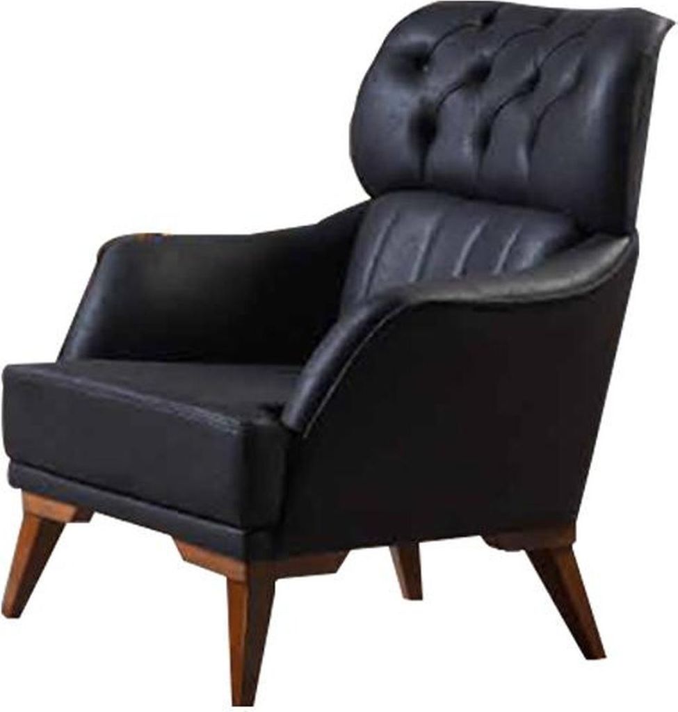 Schwarzer Chesterfield Sessel Designer Wohnzimmer 1-Sitzer Lehnsessel