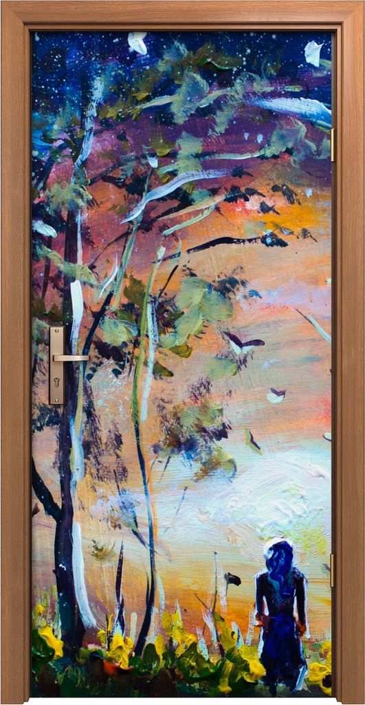 Türposter 90x200 cm Türaufkleber Türtapete Türfolie Klebefolie Kunst Mädchen in einer mystischen Welt