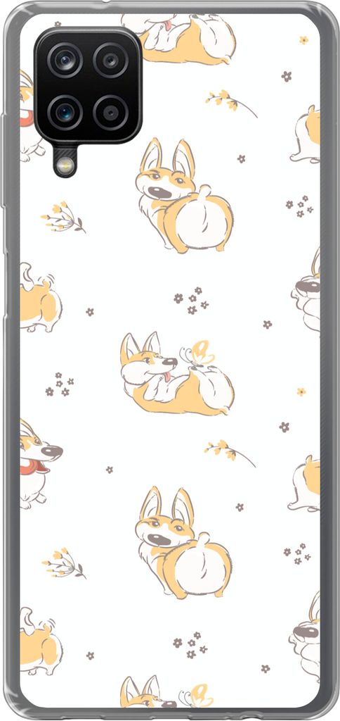 MuchoWow Handyhülle Schutzhülle Hülle für Telefoonhoesje Samsung Galaxy A12 Muster - Corgi - Hund - Jungen - Mädchen - Kinder - Kind Silikon...