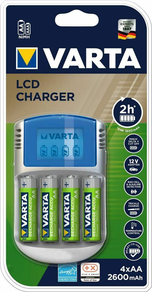 Varta Power Play LCD Charger + 4xAA Accu 2500mAh, 100-240 Produktbild 